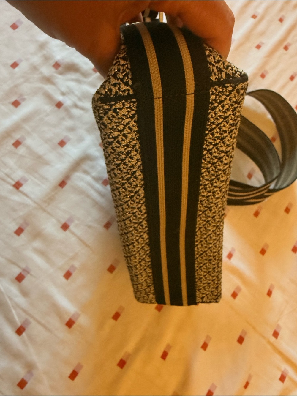 Rothy's Black & Cream Woven Crossbody with Striped Adjustable Strap - Picture 2 of 4